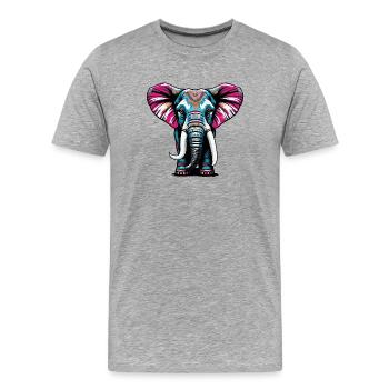 Farbenfroher Elefant - Männer Premium Bio T-Shirt - Grau meliert - Vorne - Damien (186cm)