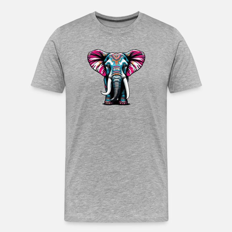 Farbenfroher Elefant - Männer Premium Bio T-Shirt - Grau meliert