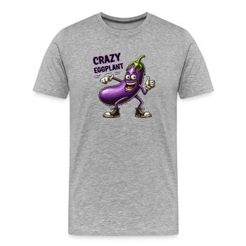 Légumes fous : Aubergine poilue pouce en l’air - T-shirt bio Premium Homme - gris chiné - Devant - Damien (186cm)
