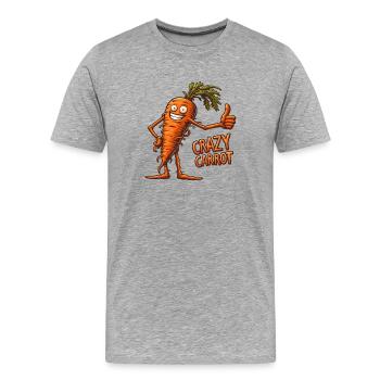 Crazy Veggies: Carrot Thumbs Up - Männer Premium Bio T-Shirt - Grau meliert - Vorne - Damien (186cm)