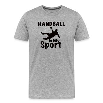 Handball is My sport - Männer Premium Bio T-Shirt - Grau meliert - Vorne - Damien (186cm)