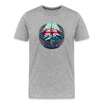 Nouvelle-Zélande Aotearoa Kiwi 15 - T-shirt bio Premium Homme - gris chiné - Devant - Damien (186cm)