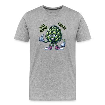Crazy Veggies: Artichoke Gang Thumbs Up - Männer Premium Bio T-Shirt - Grau meliert - Vorne - Damien (186cm)
