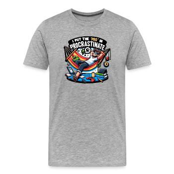 J’ai mis 'Pro' dans Procrastinate - T-shirt bio Premium Homme - gris chiné - Devant - Damien (186cm)