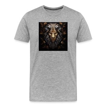 Tête de lion d’or - T-shirt bio Premium Homme - gris chiné - Devant - Damien (186cm)