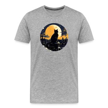 Chat de minuit - T-shirt bio Premium Homme - gris chiné - Devant - Damien (186cm)