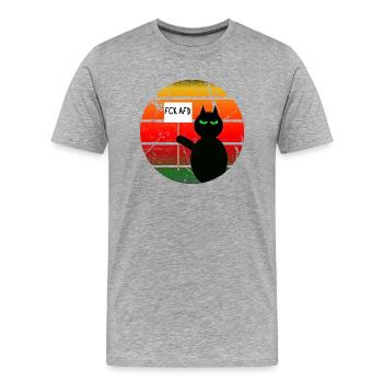 Lustige DemoCat mit Statement FCKAFD - Männer Premium Bio T-Shirt - Grau meliert - Vorne - Damien (186cm)