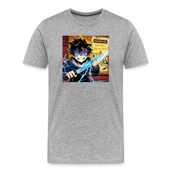 L’électricité tue : des cadeaux amusants pour un électricien - T-shirt bio Premium Homme - gris chiné - Devant - Damien (186cm)