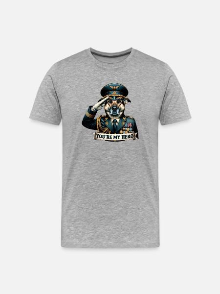 Commander Canine - Männer Premium Bio T-Shirt - Grau meliert