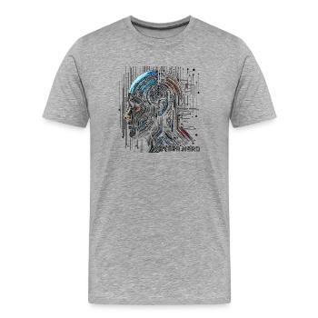 Digital Mind - Männer Premium Bio T-Shirt - Grau meliert - Vorne - Damien (186cm)