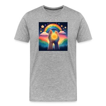 Wir sind alle einzigartig - Männer Premium Bio T-Shirt - Grau meliert - Vorne - Damien (186cm)