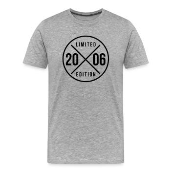 2006 Chemise d’anniversaire en édition limitée - T-shirt bio Premium Homme - gris chiné - Devant - Damien (186cm)