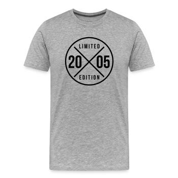 Edition Limitée 2005 - Anniversaire 2005 - T-shirt bio Premium Homme - gris chiné - Devant - Damien (186cm)