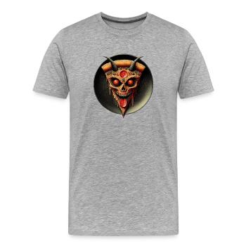 Pizza démoniaque - T-shirt bio Premium Homme - gris chiné - Devant - Damien (186cm)