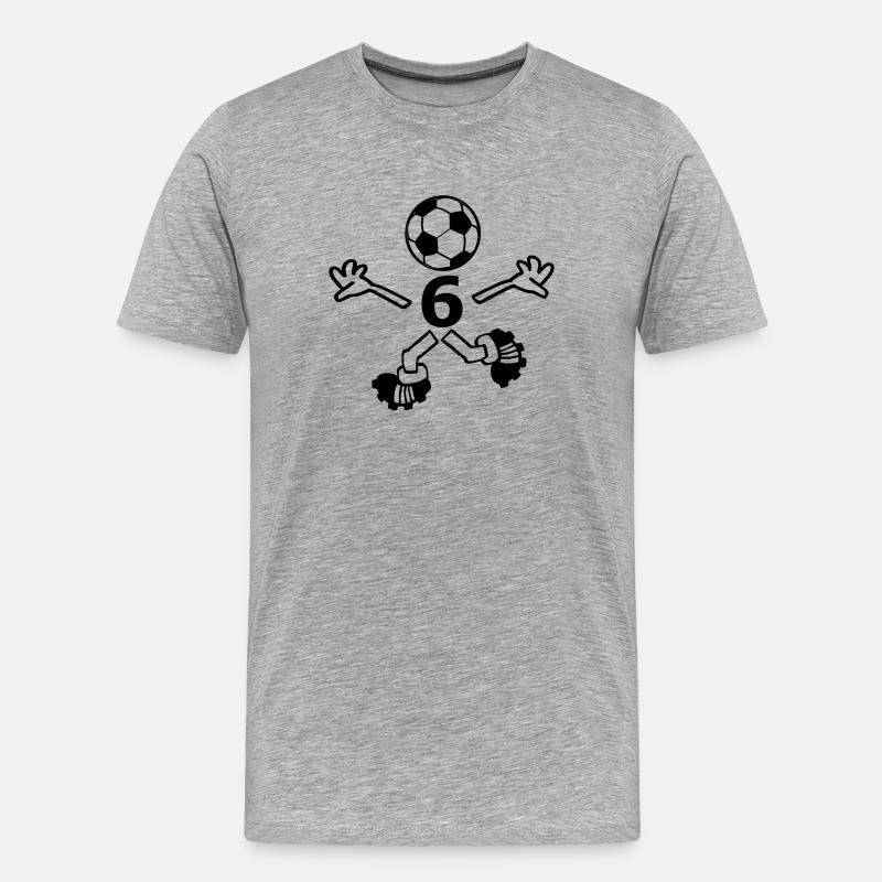 Der Spieler Nummer sechs - Männer Premium Bio T-Shirt - Grau meliert