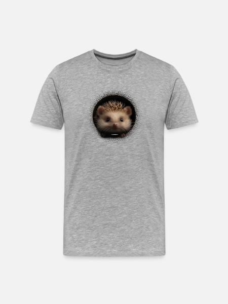 Cute Hedgehog with Mink - Men's Premium Organic T-Shirt - heather grey