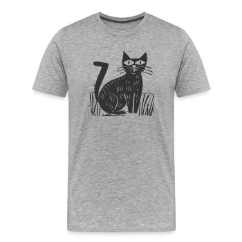 Black Cat Pet Kitten Punt Purr - Men's Premium Organic T-Shirt - heather grey - Front - Damien (186cm)