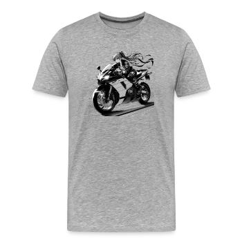 Manga Woman Biker - T-shirt bio Premium Homme - gris chiné - Devant - Damien (186cm)