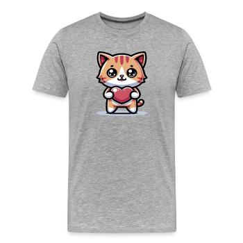 Cute Kitten heart I love you - Men's Premium Organic T-Shirt - heather grey - Front - Damien (186cm)
