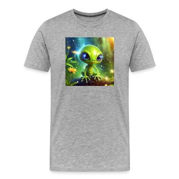 Glühwürmchen Niedlicher Alien-Charakter 57577 - Männer Premium Bio T-Shirt - Grau meliert - Vorne - Damien (186cm)