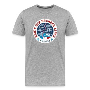 Route des Grandes Alpes V4 | weiß | France - Männer Premium Bio T-Shirt - Grau meliert - Vorne - Damien (186cm)