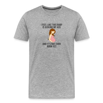 La sensation de grossesse - T-shirt bio Premium Homme - gris chiné - Devant - Damien (186cm)
