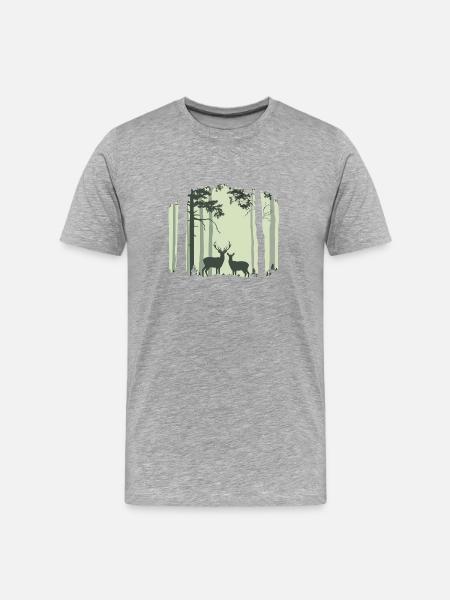 Hirschwald 1 - Männer Premium Bio T-Shirt - Grau meliert