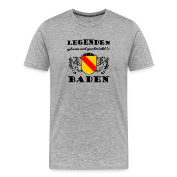 Né dans la belle ville de Bade - T-shirt bio Premium Homme - gris chiné - Devant - Damien (186cm)