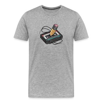 Kassette - Männer Premium Bio T-Shirt - Grau meliert - Vorne - Damien (186cm)