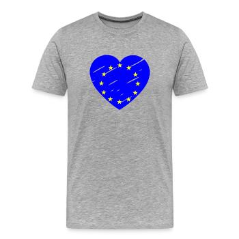 Un cœur pour l’Europe - T-shirt bio Premium Homme - gris chiné - Devant - Damien (186cm)
