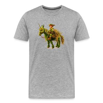 Leprechaun rides unicorn - Men's Premium Organic T-Shirt - heather grey - Front - Damien (186cm)