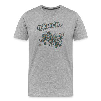 Jeu de joueur Jouer en ligne Jeux sur ordinateur Arcade Neon - T-shirt bio Premium Homme - gris chiné - Devant - Damien (186cm)