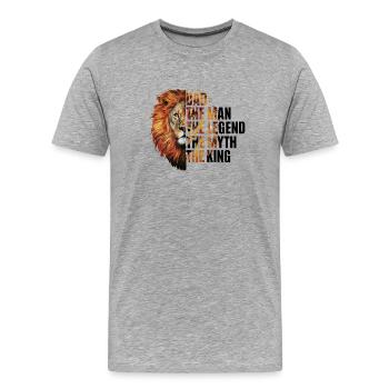 Papa | Der Mann, die Legende, der Mythos, der König - Männer Premium Bio T-Shirt - Grau meliert - Vorne - Damien (186cm)
