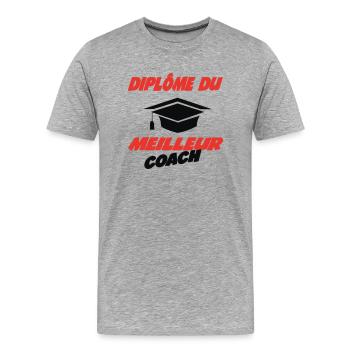 Diploma of the best COACH - Men's Premium Organic T-Shirt - heather grey - Front - Damien (186cm)
