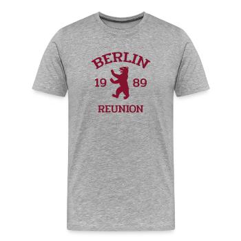 Berlin - 1989 - Reunion - Berliner Bär - Männer Premium Bio T-Shirt - Grau meliert - Vorne - Damien (186cm)