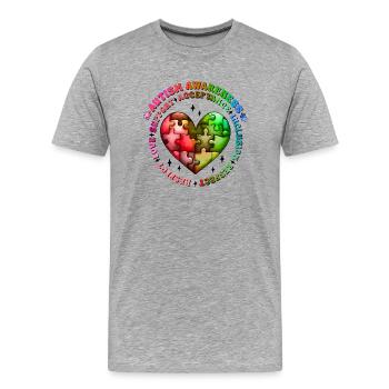 Autisme Super-héros Soignant Puzzle Enfants Anormaux - T-shirt bio Premium Homme - gris chiné - Devant - Damien (186cm)