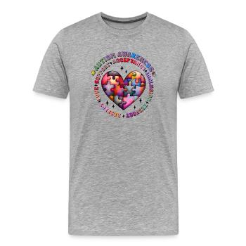 Autisme Super-héros Soignant Puzzle Enfants Anormaux - T-shirt bio Premium Homme - gris chiné - Devant - Damien (186cm)