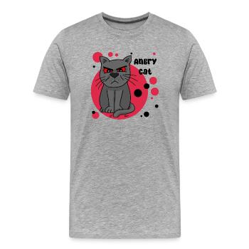 angry cat - Männer Premium Bio T-Shirt - Grau meliert - Vorne - Damien (186cm)