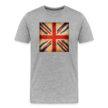 United Kingdom British Flag UK Souvenir - T-shirt bio Premium Homme - gris chiné - Devant - Damien (186cm)