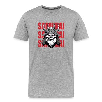 Samouraï - T-shirt bio Premium Homme - gris chiné - Devant - Damien (186cm)