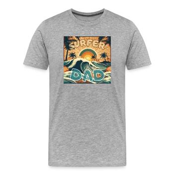 PAPA SURFEUR - T-shirt bio Premium Homme - gris chiné - Devant - Damien (186cm)