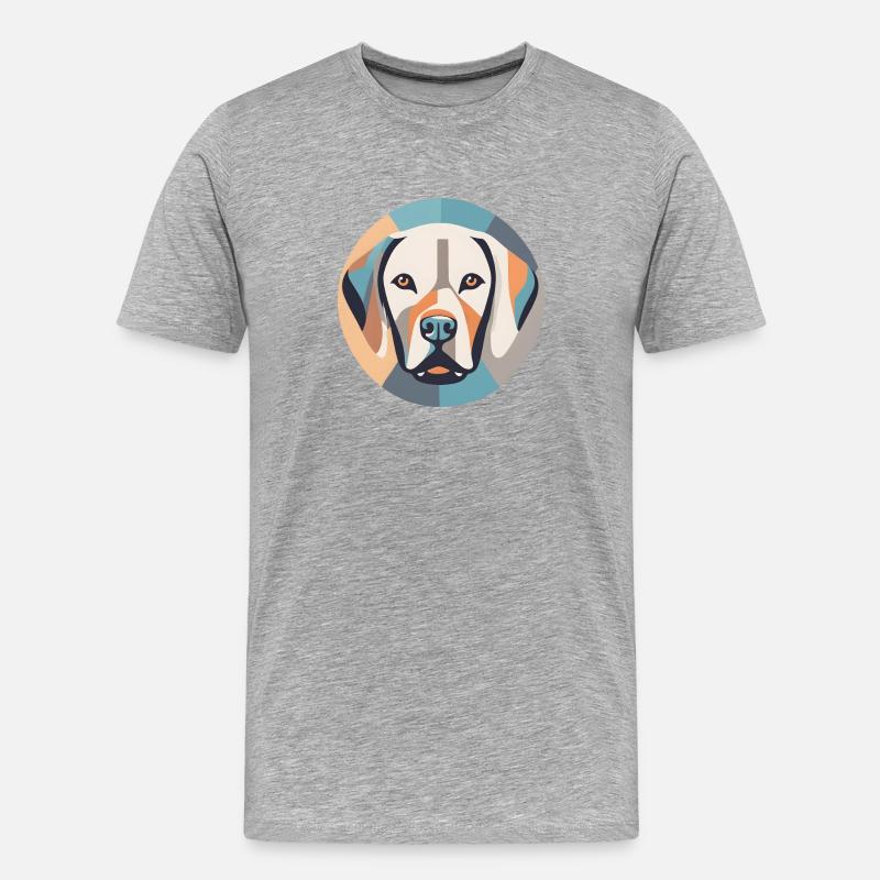 Geometrischer Labrador - Männer Premium Bio T-Shirt - Grau meliert