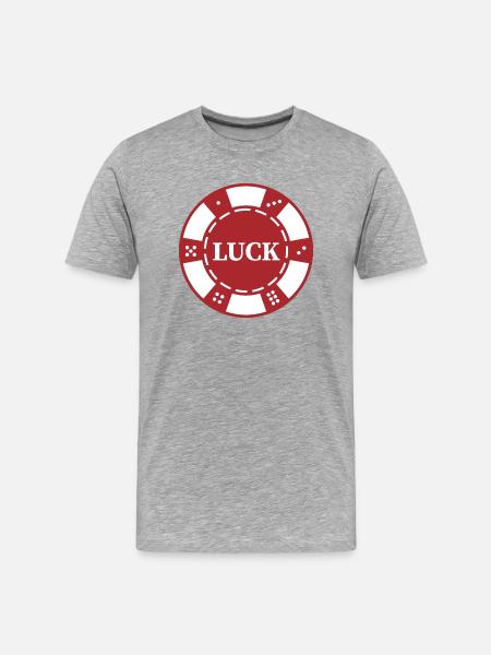 "LUCK" Casino-Chip - Red Chip for Poker players - Men's Premium Organic T-Shirt - heather grey