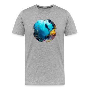 Plongée dans des récifs coralliens colorés - T-shirt bio Premium Homme - gris chiné - Devant - Damien (186cm)