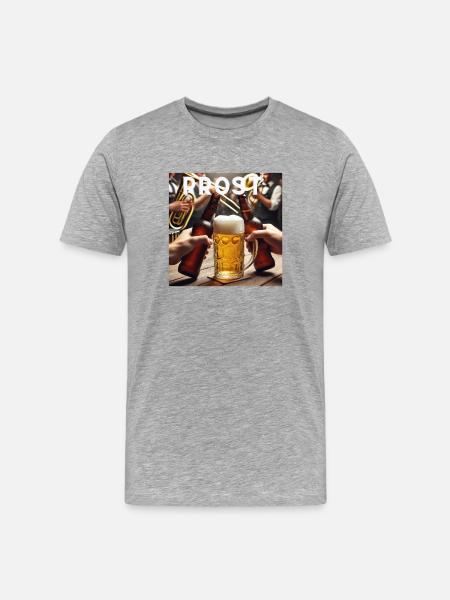 Prost Bier - Männer Premium Bio T-Shirt - Grau meliert