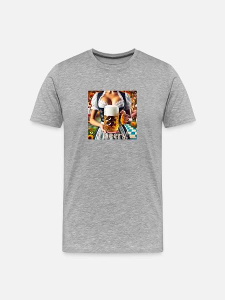 Cheers Bier Dekoltee - Männer Premium Bio T-Shirt - Grau meliert