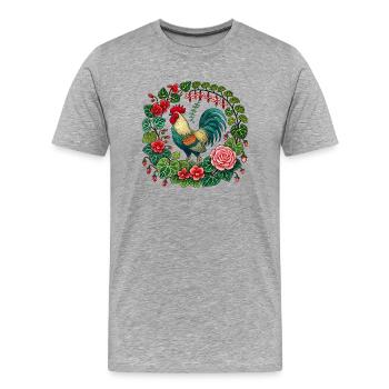 Amoureux du coq - T-shirt bio Premium Homme - gris chiné - Devant - Damien (186cm)
