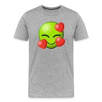 Alien Love Liebe Aliens Heart Herz Außerirdisch I - Männer Premium Bio T-Shirt - Grau meliert - Vorne - Damien (186cm)