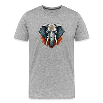 Wild angry pugnacious combative elephant - Men's Premium Organic T-Shirt - heather grey - Front - Damien (186cm)