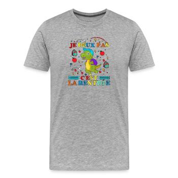 J'Peux Pas C'est la Rentrée Cadeau Rentrée Scolair - T-shirt bio Premium Homme - gris chiné - Devant - Damien (186cm)